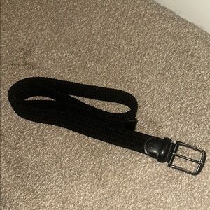 Penguin men’s Black belt Woven Texture and leather stretchy NWOT